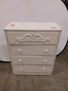 Vintage White Wooden Dresser with 4 Drawers, Traditional Design, Approx. 30" W x 18" D x 30" H
