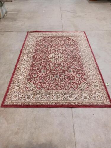 Traditional 6x9 ft Persian Style Red Area Rug, Medallion Floral Pattern, Machine Made Rectangle