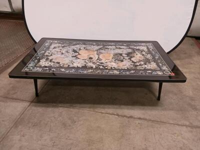 Mid-Century Asian Coffee Table with Mother of Pearl Inlay, 48" x 26", Black Lacquer Finish