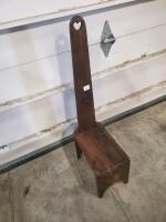 Handmade Wooden Prayer Bench Chair, Rustic Primitive, Heart Cutout, 33" Tall, Solid Wood - 4