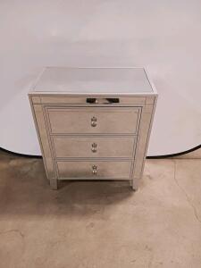 Mirrored 3-Drawer Accent Chest with Crystal Knobs, 18" W x 14" D x 26" H