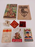 1940s Boy Scouts & Cub Scouts Memorabilia Lot: Handbooks, Cards, Patches, Neckerchief Slide