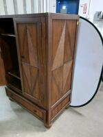 Media Armoire Cabinet &ndash; 2 Doors, 1 Drawer, Wood Finish, Geometric Design, Cable Management - 4