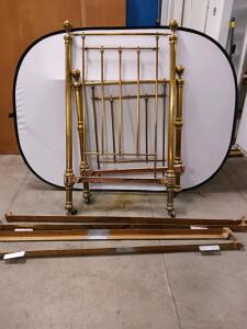 Antique Brass Bed Frame, Full Size, Victorian Style, Complete with Rails and Casters