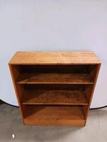 Wooden 3-Shelf Bookcase, Light to Medium Brown Finish, 24.5" W x 9.5" D x 36" H - 2