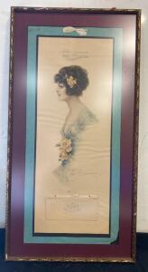 Vintage 1917 Eaton & Gettinger Framed Calendar Art Print by F. Thadine 15x29&rdquo; ( ( SP 5 )