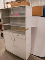 White Metal Medical Storage Cabinet, Sliding Glass Doors, 3 Shelves, 2 Drawers, 2 Door Base, 72"x48"x18" - 4