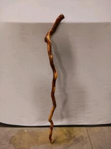 Handcrafted Hardwood Walking Stick, Unique Crook Handle, Rubber Tip, Polished Finish, 36-in Length