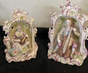 Arnart 5th Ave. Hand-Painted Porcelain Rococo Musician Figurines, Model 2194, 5" Tall