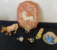 Assorted Animal & Fantasy Figurines, Hand-Painted Ceramic & Enamel, Set of 6 Collectibles - 2
