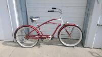 Electra Glide Cruiser Bicycle, Red/White, Single Speed, 26" Wheels, Coaster Brake, Bullet Light