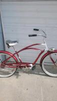 Electra Glide Cruiser Bicycle, Red/White, Single Speed, 26" Wheels, Coaster Brake, Bullet Light - 3