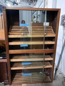 Large Freestanding Cigar Humidor Cabinet with Glass Doors and 5 Shelves