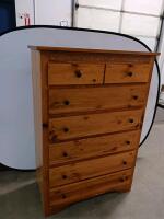 Solid Pine 6-Drawer Tall Dresser with Carved Trim and Black Knobs - 3