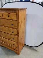 Solid Pine 6-Drawer Tall Dresser with Carved Trim and Black Knobs - 4