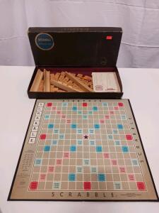 Vintage Selchow & Righter Scrabble Board Game, Wooden Tiles, Circa 1960s, Original Box USA