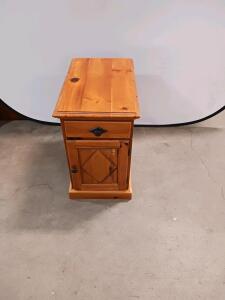 Solid Pine Nightstand with Drawer, Cabinet Door, Black Hardware, Slide-Out Tray, 24"x14"x24"