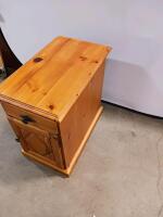Solid Pine Nightstand with Drawer, Cabinet Door, Black Hardware, Slide-Out Tray, 24"x14"x24" - 3
