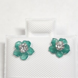 $1130 14K Diamond 2In1 With Agate(0.2ct) Earrings