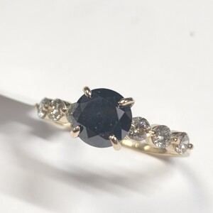 $2870 10K Black Diamond(1.5ct) Diamond(0.5ct) Ring