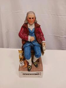McCormick Ben Franklin Limited Edition Bourbon Whiskey Decanter 86 Proof 4/5 Qt Ceramic