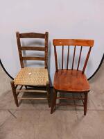 Antique Spindle-Back and Ladder-Back Chairs with Woven Seat