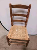 Antique Spindle-Back and Ladder-Back Chairs with Woven Seat - 2