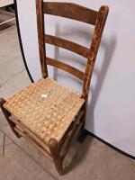 Antique Spindle-Back and Ladder-Back Chairs with Woven Seat - 3