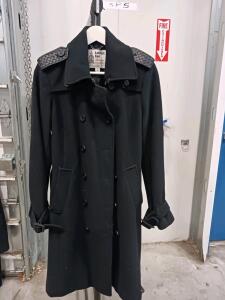 London Fog Heritage Women's Black Trench Coat, Size Small, Double-Breasted, Removable Hood