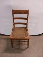 Antique Pressed-Back Oak Side Chair with Tooled Leather Seat and Armrests