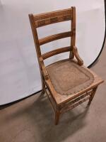 Antique Pressed-Back Oak Side Chair with Tooled Leather Seat and Armrests - 4