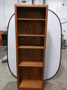 Tall Oak Bookcase, 5 Fixed Shelves, Approx. 72"x24"x12", Medium Oak Finish