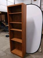 Tall Oak Bookcase, 5 Fixed Shelves, Approx. 72"x24"x12", Medium Oak Finish - 3