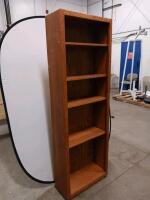 Tall Oak Bookcase, 5 Fixed Shelves, Approx. 72"x24"x12", Medium Oak Finish - 4