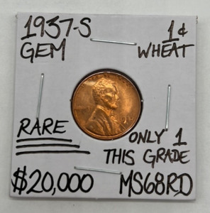 1937-D MS68RD Rare Gem Wheat Copper Penny