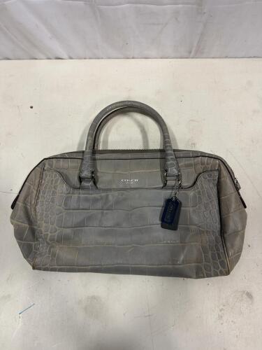 Coach Bleecker Legacy Carryall Satchel Gray Croc Embossed Leather Bag C1382-25324