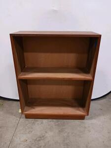 Freestanding 2-Shelf Wooden Bookshelf, Medium Brown Finish, 36" x 12" x 30"