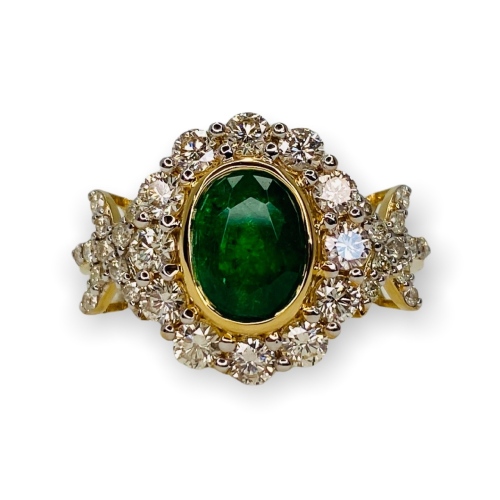 $8,558 Value, 18K Gold Emerald & Diamond Ring