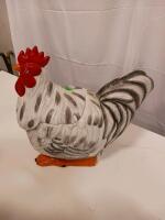 Ceramic Rooster Cookie Jar, Approx. 12"x7"x11", Hand Painted, Farmhouse Kitchen Decor - 3