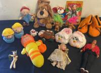Mixed Lot: Bob the Builder, Furby, Popeye, Trolls, Disney, and More Plush & Dolls - 15 Pieces ( R8)