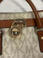 Michael Kors Hamilton Large Tote Beige MK Canvas, Brown Leather Trim, Gold Hardware - 2