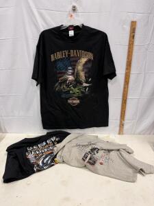 Harley-Davidson XL & 3XL Graphic Tees&mdash;Eagle, Skull, Pinup Designs, Biker Blvd & Genuine Tags