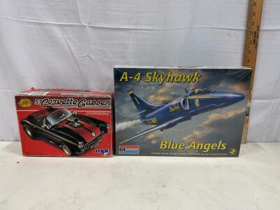 Monogram A-4 Skyhawk Blue Angels 1/48 Sealed & MPC '57 Corvette Gasser 1/25 Open Model Kits