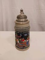 Thewalt German Beer Stein, Limited Edition 2112/10000, Pewter Lid, Hand-Painted Bavarian Scene