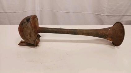 Vintage Locomotive Air Horn with Rusted Patina, Bolt-on Bracket
