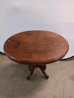 Antique Oval Victorian Pedestal Table, Solid Wood, 36"x28" Ornate Base &ndash; Parlor or Living Room - 2