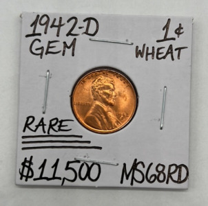 1942-D MS68RD Rare Gem Wheat Copper Penny
