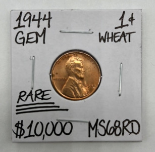 1944 MS68RD Rare Gem Wheat Copper Penny