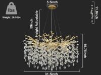 31.5" EWIMXSVC Modern Gold K9 Crystal Chandelier, Adjustable Height, 8-Light, 29.5 lbs, (Factory Sealed But Opened To Ensure Contents Were As Listed) - 2