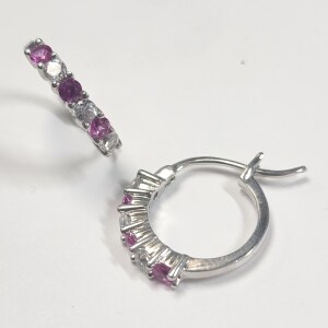 $29 Silver Created Pink Sapphire Earrings